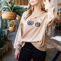 Taupe Pumpkin Sequin Patch Top