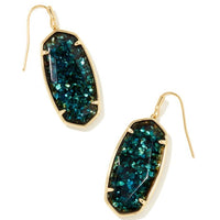 Faceted Elle Gold Drop Earring in Dark Teal Mica