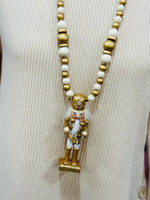 Wooden Nutcracker Necklace - Gold
