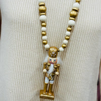 Wooden Nutcracker Necklace - Gold