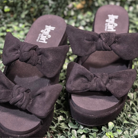 Put A Bow On It - Black Faux Suede