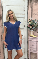 Terry Zip Dress - Navy
