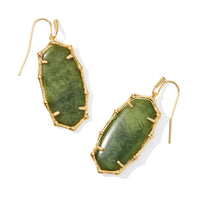 Elle Gold Bamboo Frame Drop Earrings in Sage Serpentine