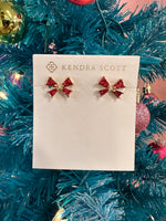 Blair Gold Bow Small Stud Earrings in Bright Red Drusy
