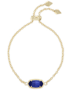 Elaina Gold Adjustable Chain Bracelet in Cobalt Cats Eye