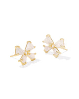 Blair Gold Bow Small Stud Earrings in Iridescent Drusy
