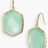 Daphne Drop Earrings in Gold Light Green Mother of Pearl