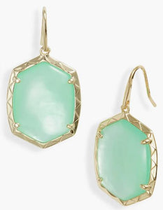 Daphne Drop Earrings in Gold Light Green Mother of Pearl