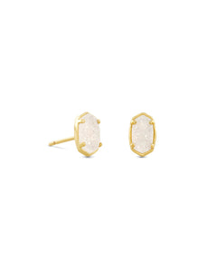 4217718141 Emilie Gold Stud Earrings in Iridescent Drusy