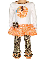 Orange Pumpkin Leopard Girls Set
