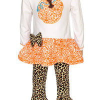Orange Pumpkin Leopard Girls Set