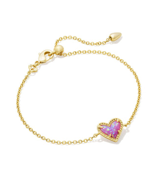 Ari Heart Gold Chain Bracelet in Bubblegum Pink Kyocera Opal