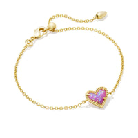 9608871107 Ari Heart Gold Chain Bracelet in Bubblegum Pink Kyocera Opal