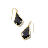 Small Faceted Gold Alex Drop Earring in Black