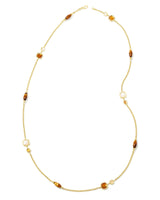 Monica Gold Long Strand Necklace in Brown Mix
