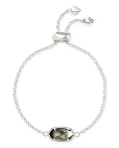 Elaina Silver Adjustable Chain Bracelet in Black Mother of Pearl