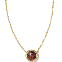 9608865262 - Basketball Short Pendant Necklace Gold in Orange Goldstone