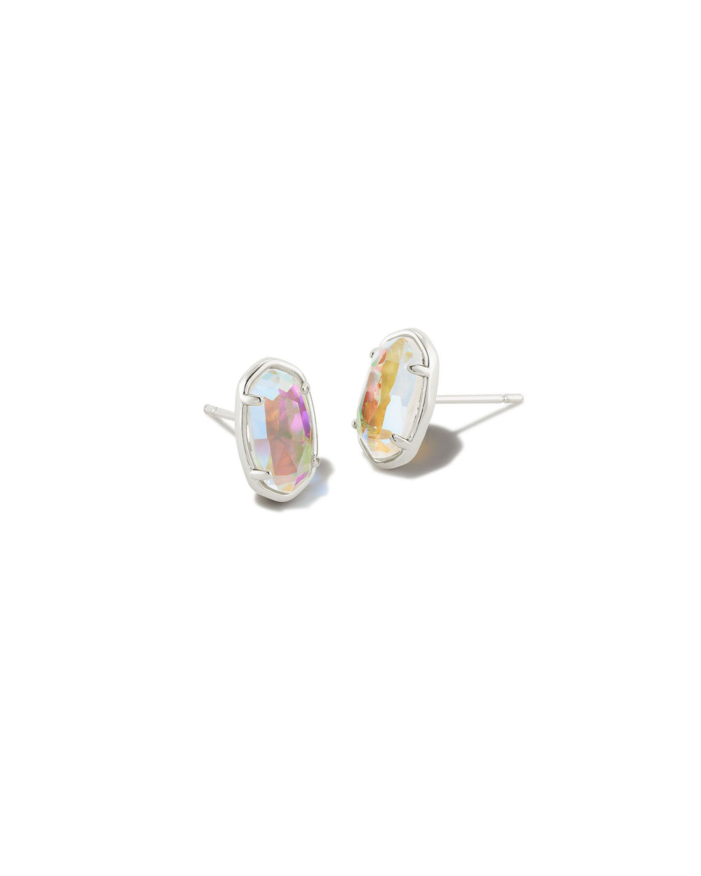 Grayson Stone Stud Silver Earrings in Dichroic Glass