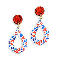 Patriotic Leopard Teardrop Earrings