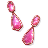 Camry Gold Enamel Frame Statement Earrings in Azalea Illusion