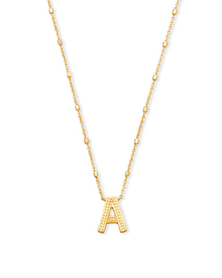 Letter A Pendant Necklace in Gold