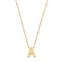 Letter A Pendant Necklace in Gold