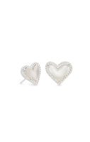 Ari Heart Stud Rhodium Ivory Mother of Pearl