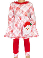 Red Plaid Santa Holiday Legging Girls Set
