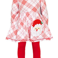 Red Plaid Santa Holiday Legging Girls Set