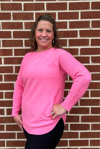 Cashmere Two-Pocket Sweater - Bright Hot Pink