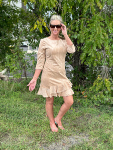 Alexa Tiered Suede Dress - Camel