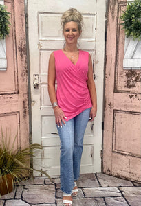 Misty Asymmetrical Tank Top - Hot Pink