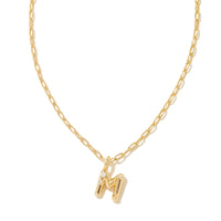 Crystal Letter M Gold Short Pendant Necklace in White Crystal