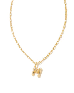 Crystal Letter M Gold Short Pendant Necklace in White Crystal