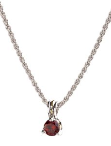 K5017-AN05  - Beijos Collection -  7MM - Garnet Prong Pendant Necklace