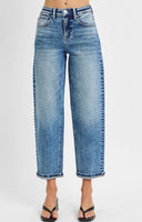 High Rise Crop Boyfriend Cuffed Jeans
