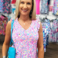 Beachtime - Sleeveless V-Neck Ruffled Tank FLGA