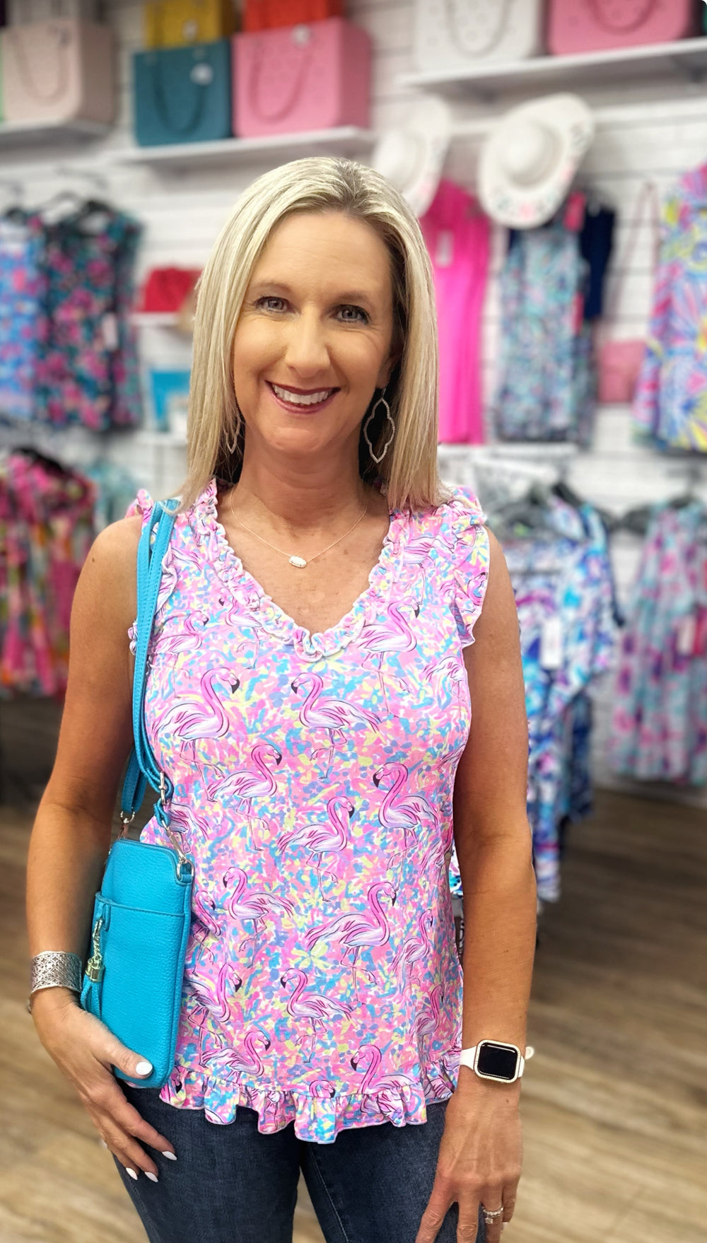 Beachtime - Sleeveless V-Neck Ruffled Tank FLGA