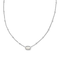 9608865447 Mini Elisa Silver Satellite Short Pendant Necklace in Ivory Mother of Pearl