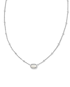 9608865447 Mini Elisa Silver Satellite Short Pendant Necklace in Ivory Mother of Pearl