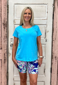 Lulu-B Basic Top Short Sleeve - Turquoise