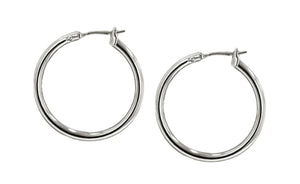 G3227-R000 Small, G3228-R000 Large - Rhodium Hoop Earrings