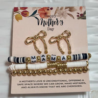 Bow & White Mama Stretch Bracelet Set
