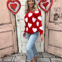 Fuzzy Sweater - Valentine Red