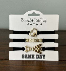 Game Day Bracelet Hair Ties - Softball (Gold)