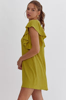 Chartreuse Ribbed Sleeveless Dress

