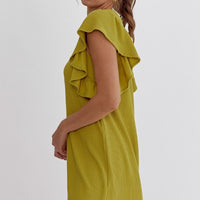 Chartreuse Ribbed Sleeveless Dress