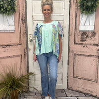 Pale Mint Multi Printed Top