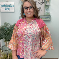 Pink Mixed Paisley Print Blouse