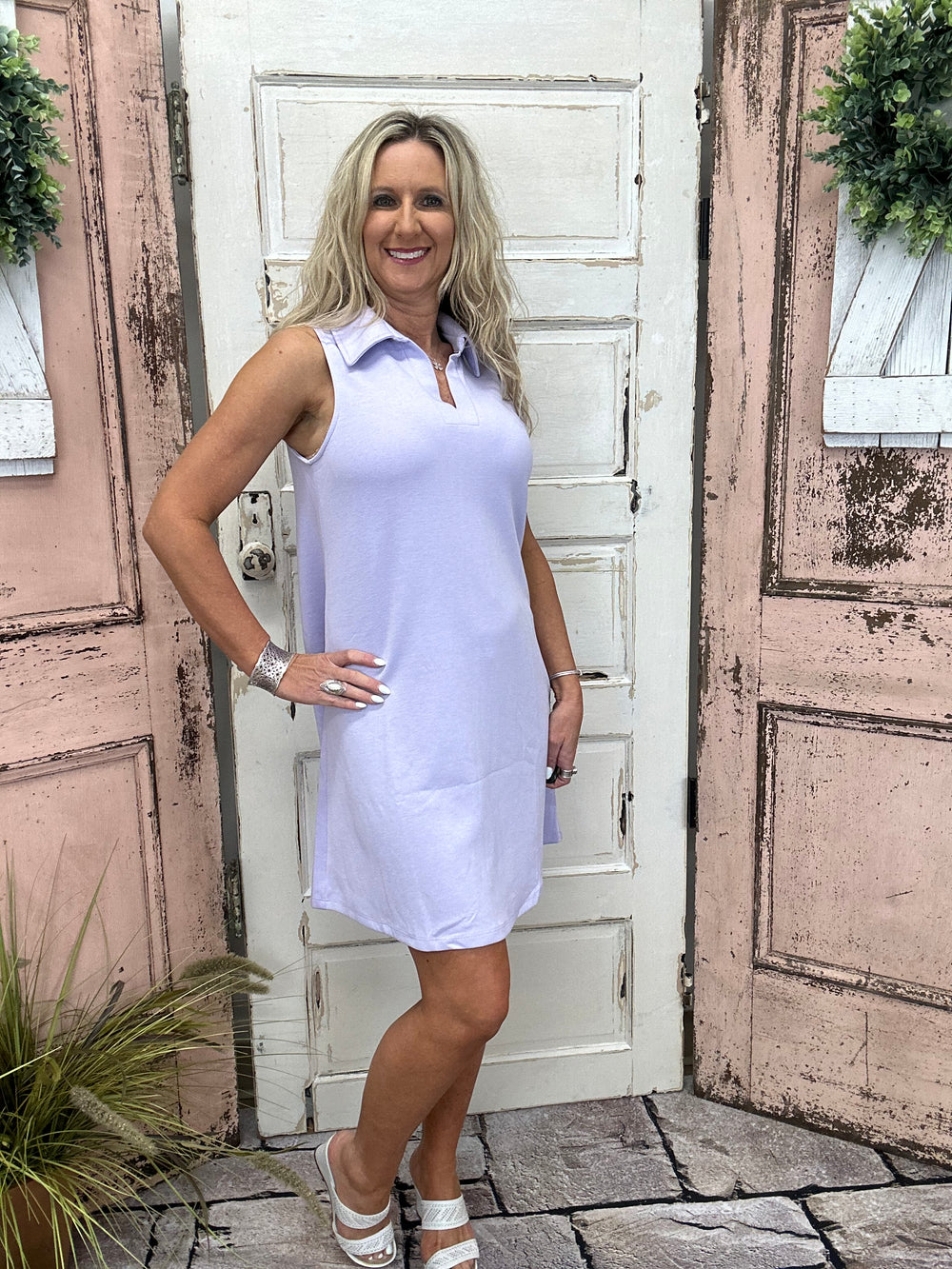 Scuba Collard Dress - Lavender